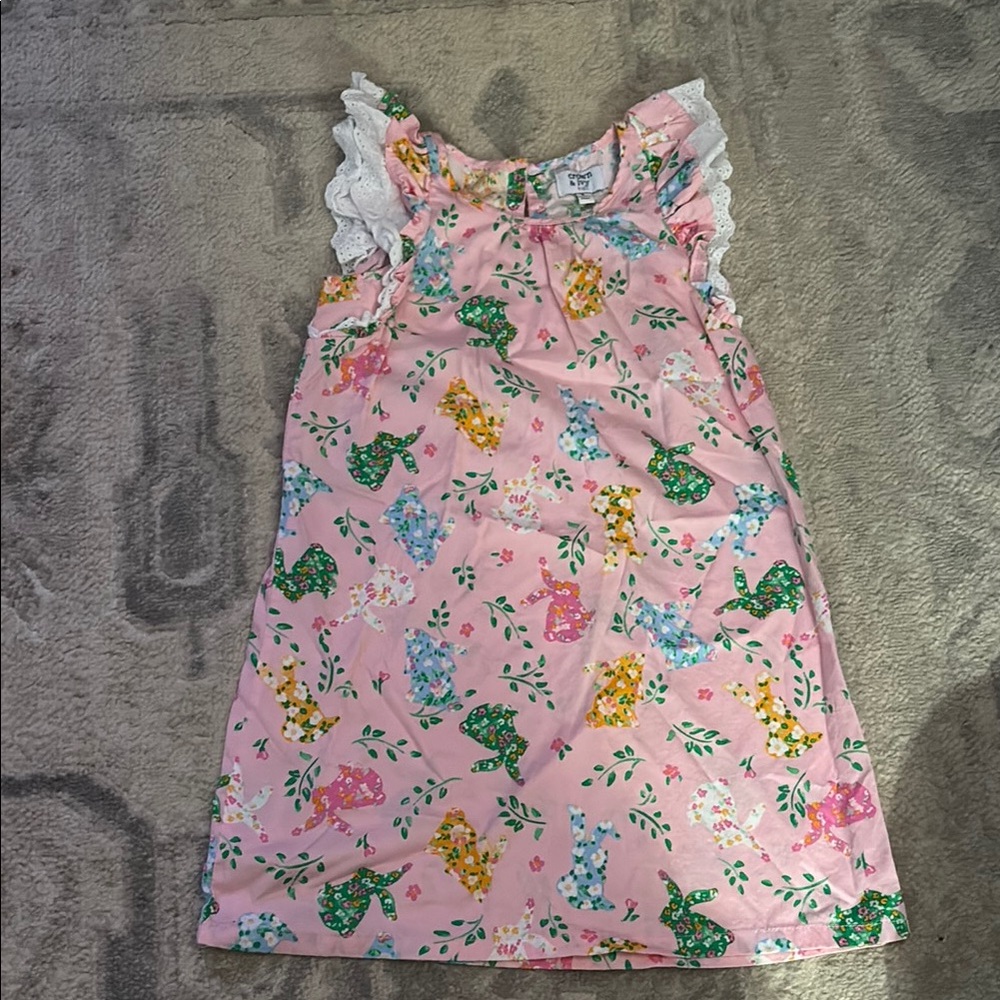 Pink Floral Sleeveless Dress with Lace Trim
